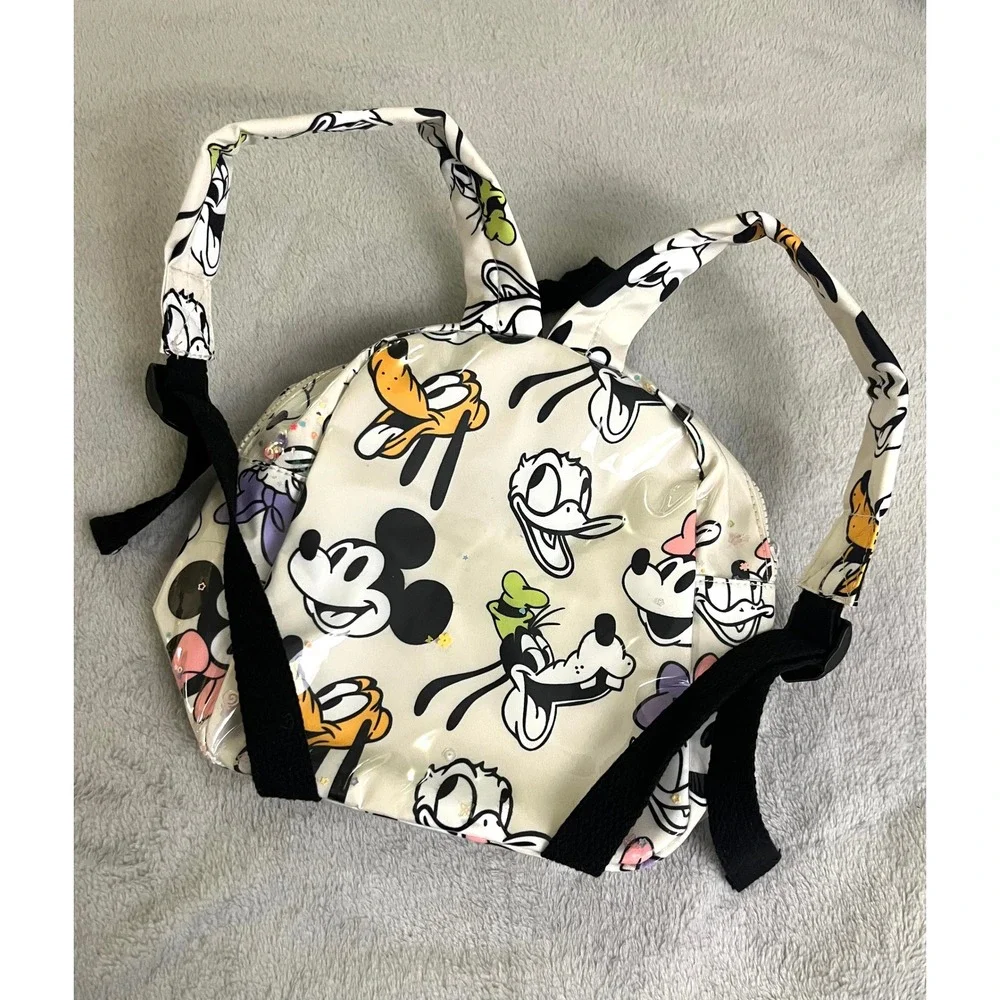 Zara Kids Disney 100 Mickey and Friends Sequin Confetti Backpack White Mini Bag